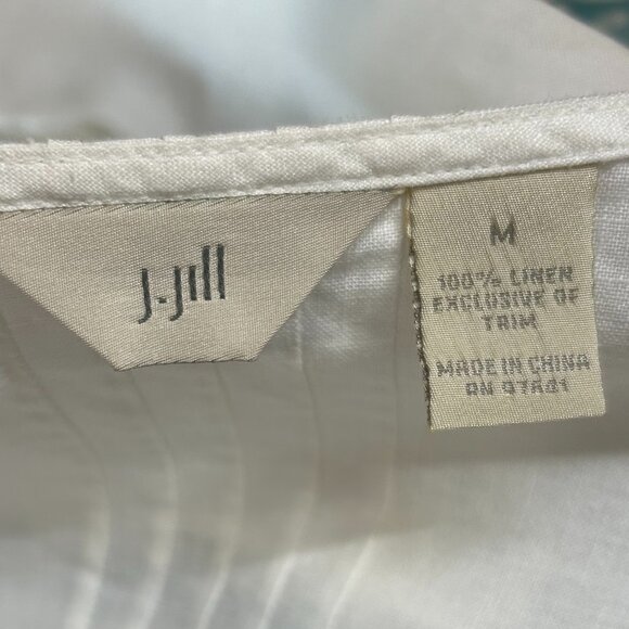 J. Jill 100% Linen Long Sleeves Button Up Pintuck Lace Tunic Medium Women's - Picture 9 of 10